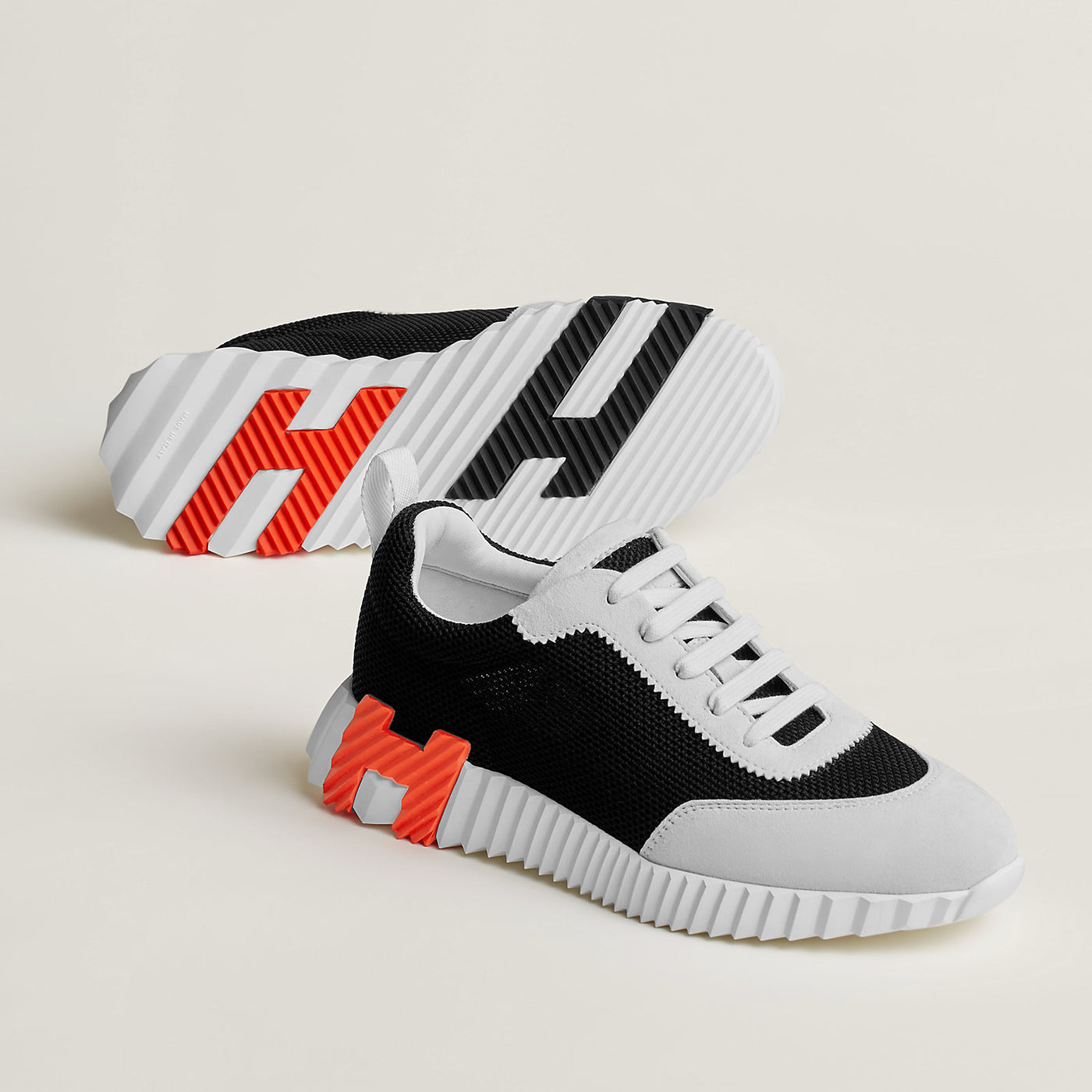 Hermes Bouncing Sneakers White Orange