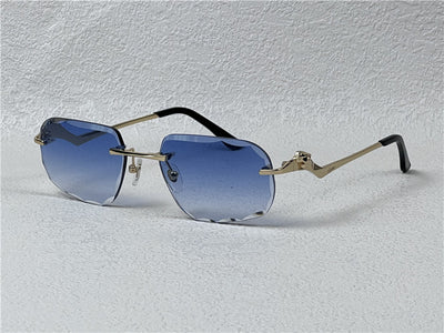 Cartier Zonnebril Goud Lichtblauw 022