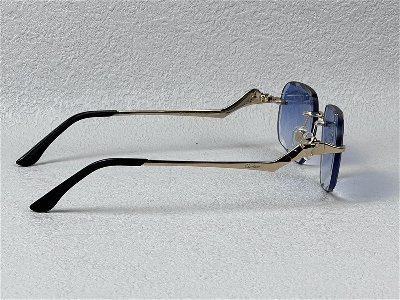 Cartier Zonnebril Goud Lichtblauw 022